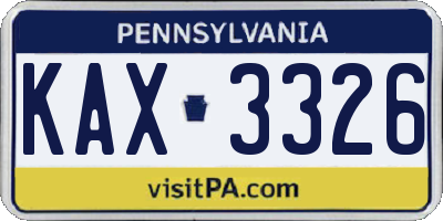 PA license plate KAX3326