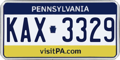 PA license plate KAX3329
