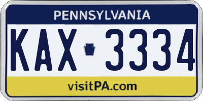 PA license plate KAX3334
