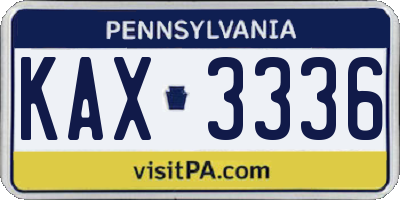 PA license plate KAX3336