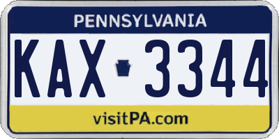 PA license plate KAX3344