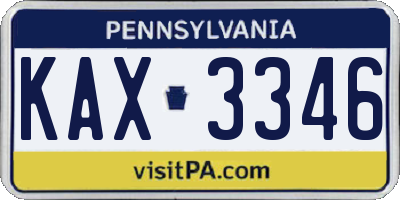 PA license plate KAX3346