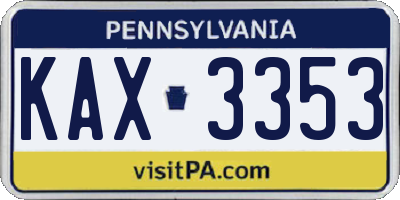 PA license plate KAX3353