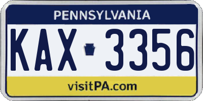 PA license plate KAX3356