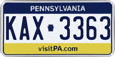 PA license plate KAX3363