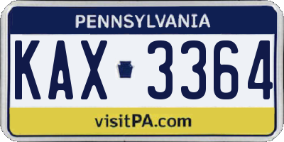 PA license plate KAX3364