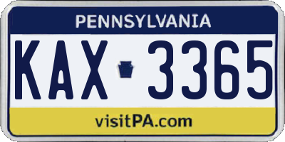 PA license plate KAX3365