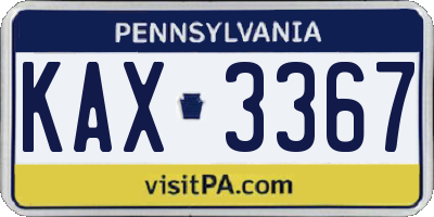 PA license plate KAX3367