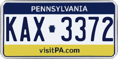 PA license plate KAX3372