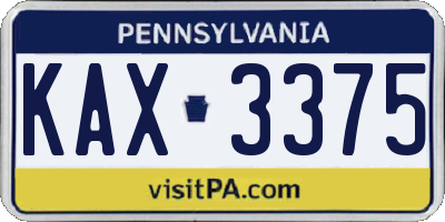 PA license plate KAX3375