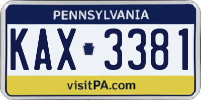 PA license plate KAX3381