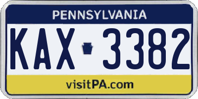 PA license plate KAX3382