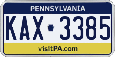 PA license plate KAX3385