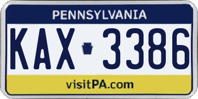 PA license plate KAX3386