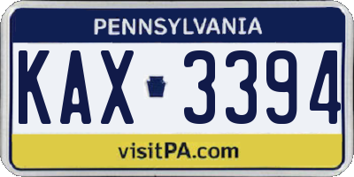 PA license plate KAX3394