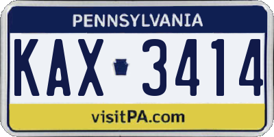 PA license plate KAX3414