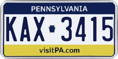 PA license plate KAX3415