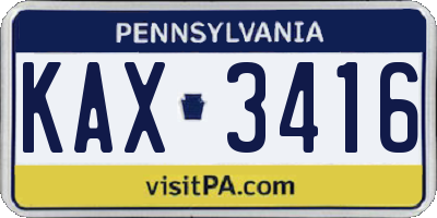 PA license plate KAX3416