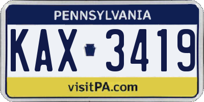 PA license plate KAX3419
