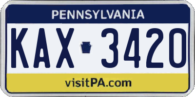 PA license plate KAX3420