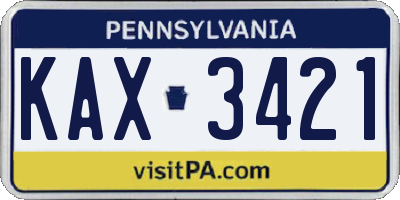 PA license plate KAX3421