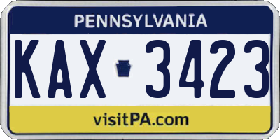 PA license plate KAX3423