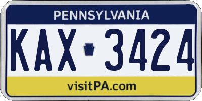 PA license plate KAX3424
