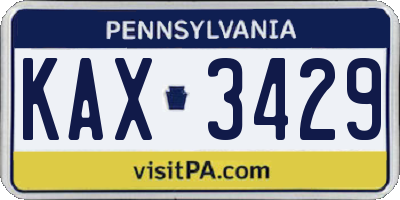 PA license plate KAX3429