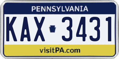 PA license plate KAX3431