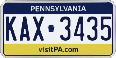 PA license plate KAX3435