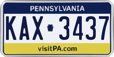 PA license plate KAX3437