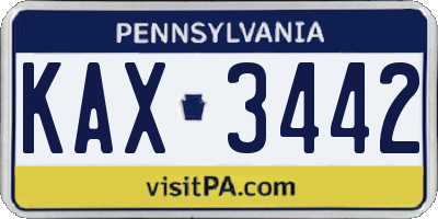 PA license plate KAX3442