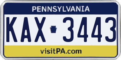 PA license plate KAX3443