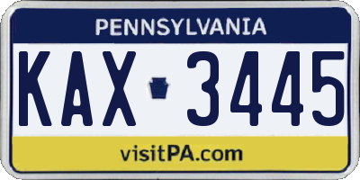 PA license plate KAX3445