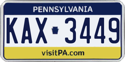 PA license plate KAX3449