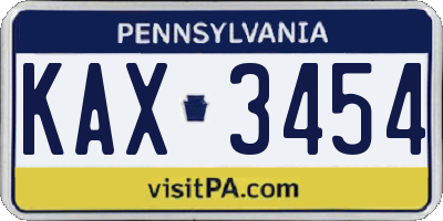 PA license plate KAX3454