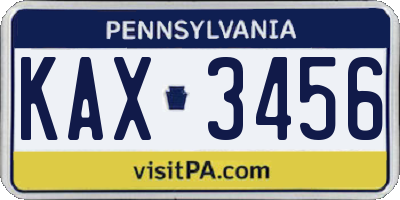 PA license plate KAX3456