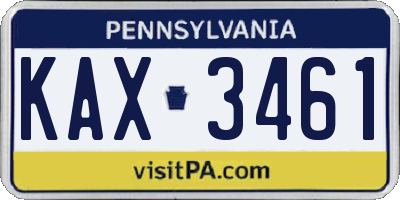 PA license plate KAX3461
