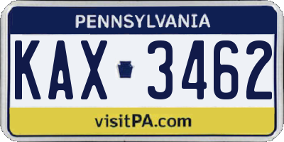 PA license plate KAX3462