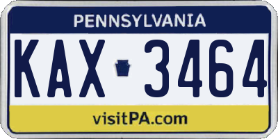 PA license plate KAX3464
