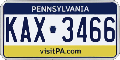 PA license plate KAX3466