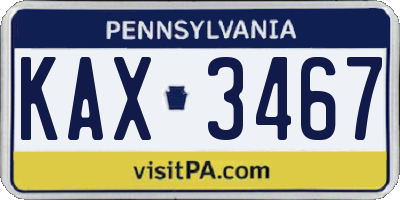 PA license plate KAX3467