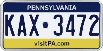 PA license plate KAX3472