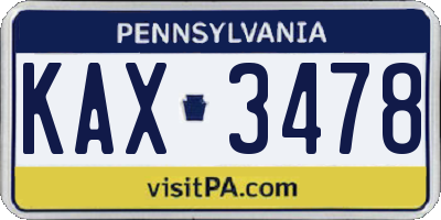 PA license plate KAX3478