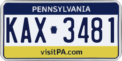 PA license plate KAX3481