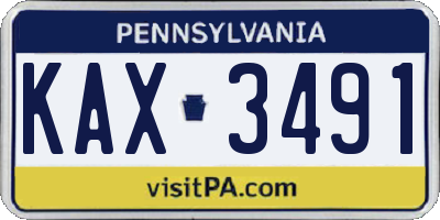 PA license plate KAX3491