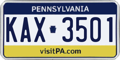 PA license plate KAX3501