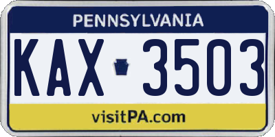 PA license plate KAX3503
