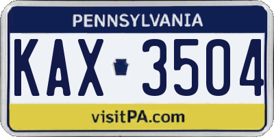 PA license plate KAX3504