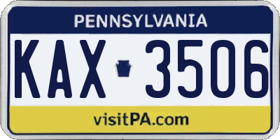 PA license plate KAX3506